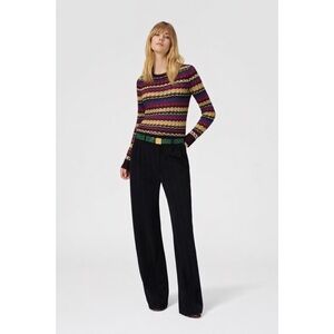 Missoni Lindex | Women’s Vibrant Zigzag Burgundy Striped Pullover Sweater Large